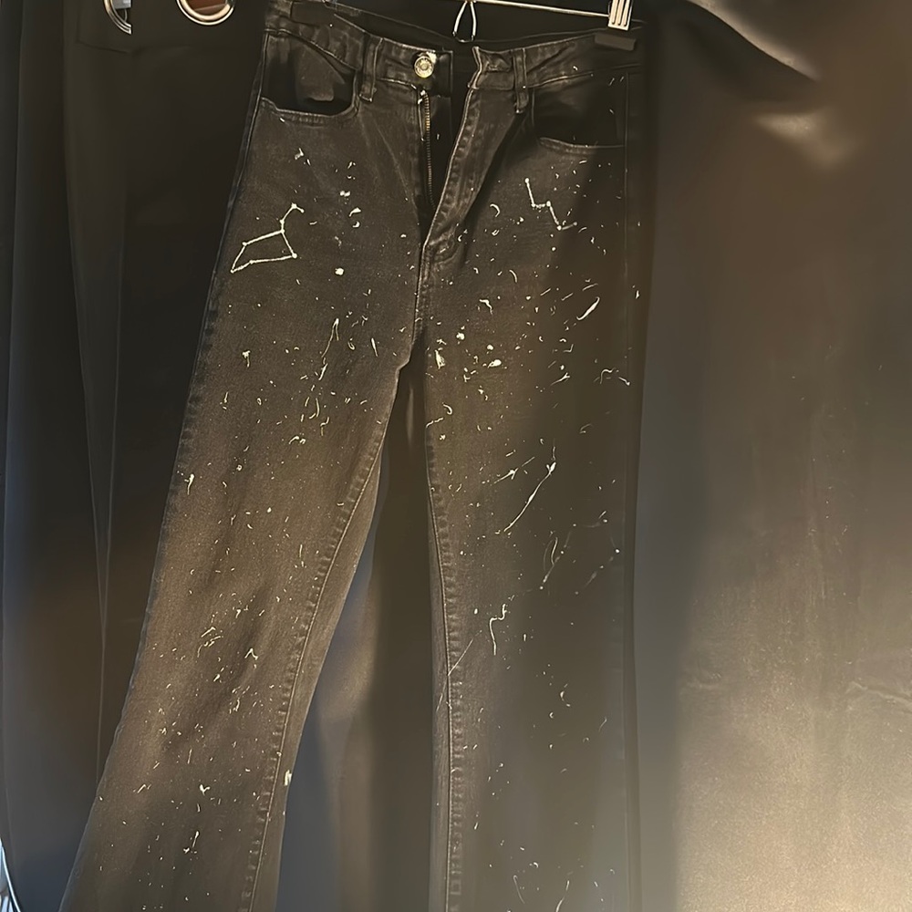 Hand painted Small Black High-Rise Shein Jeans